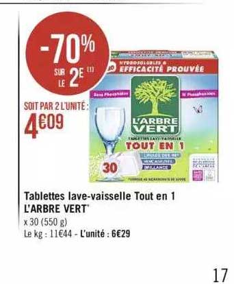 tablettes lave-vaisselle tout en 1 l'arbre vert