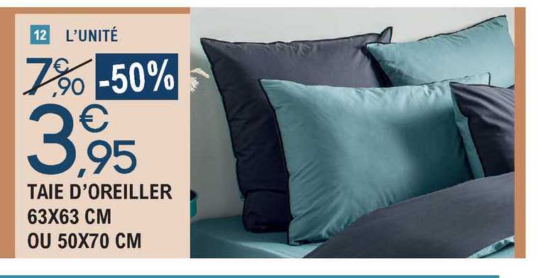 taie d'oreiller 63 x 63 cm ou 50 x 70 cm