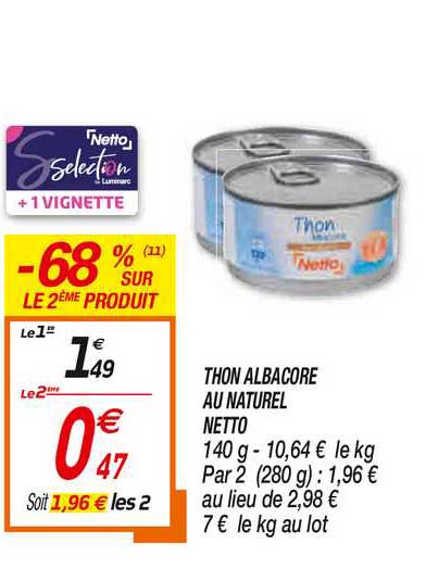 Thon Albacore Au Naturel Netto