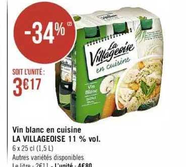 vin  blanc en cuisine la villageoise 11% vol.