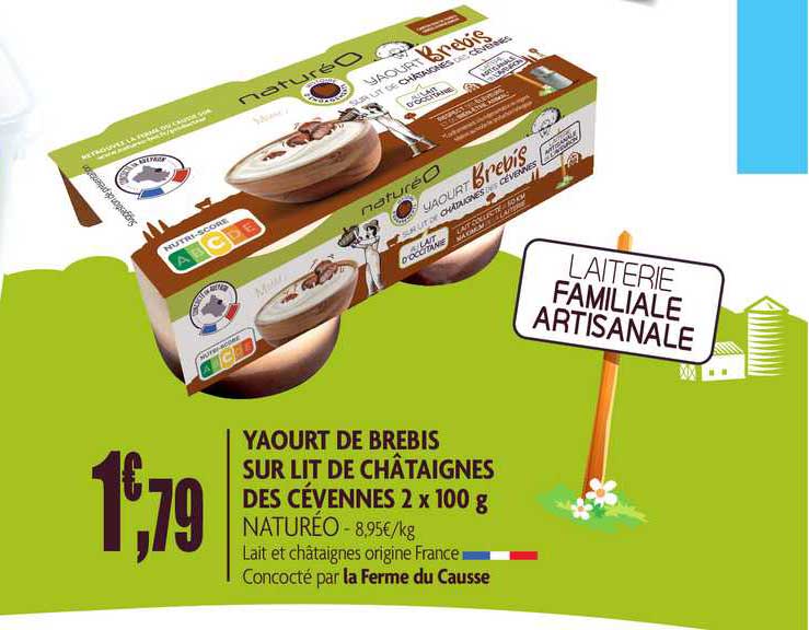 yaourt de brebis sur lit de châtaignes des cévennes 2x 100g
