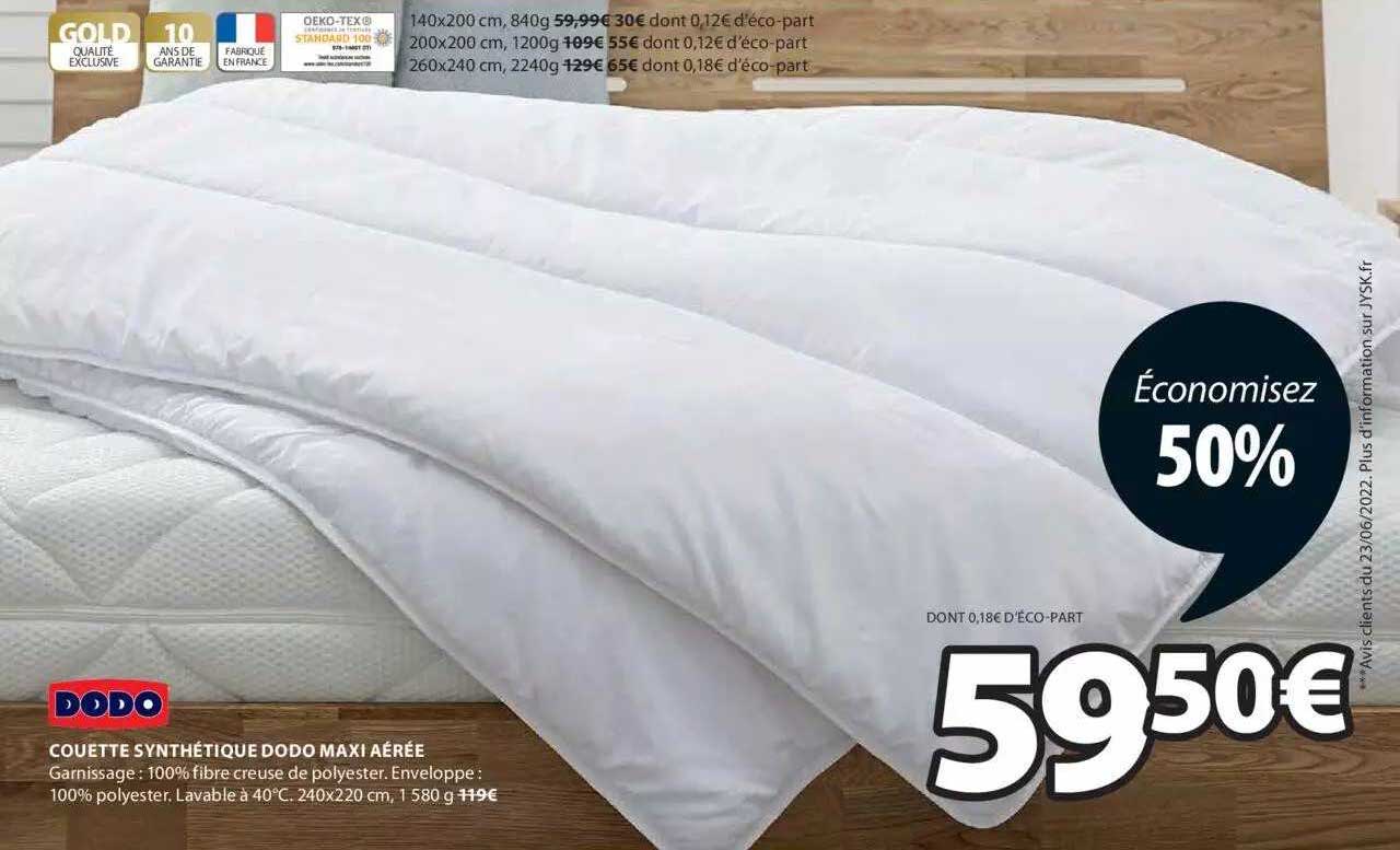 couette synthétique dodo maxi aérée