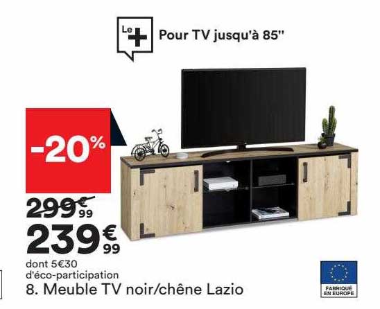 meuble tv noir-chêne lazio