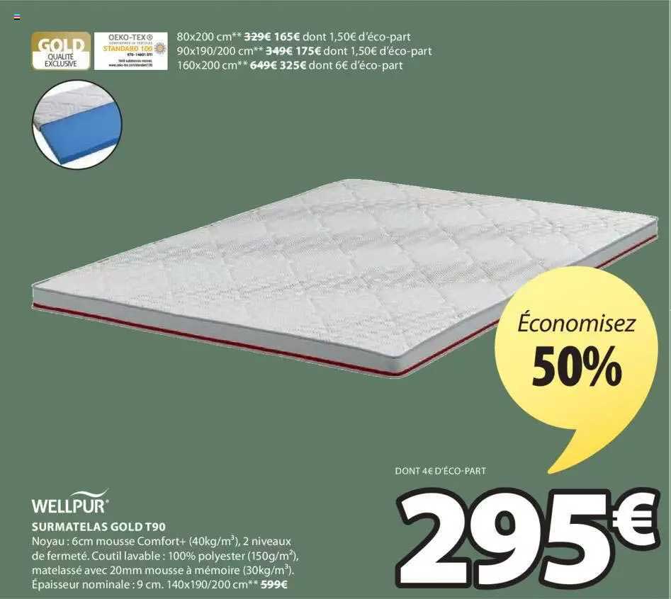 surmatelas gold t90 wellpur