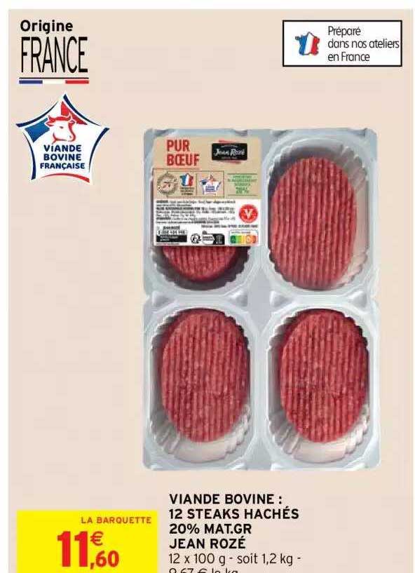 12 steaks hachés 20% mg jean rozé