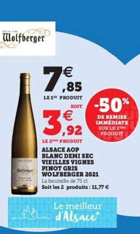 alsace aop blanc demi sec vieilles vignes pinot gris wolfberger 2021