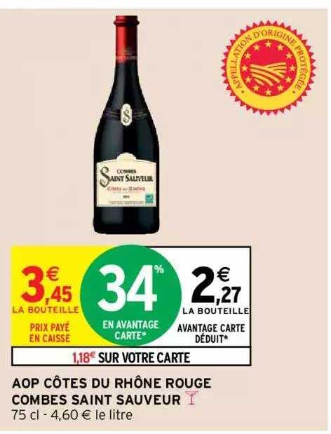 aop côtes du rhône rouge combes saint sauveur