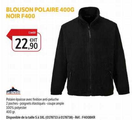 blouson polaire 400g noir f400