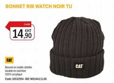 bonnet rib watch noir tu cat