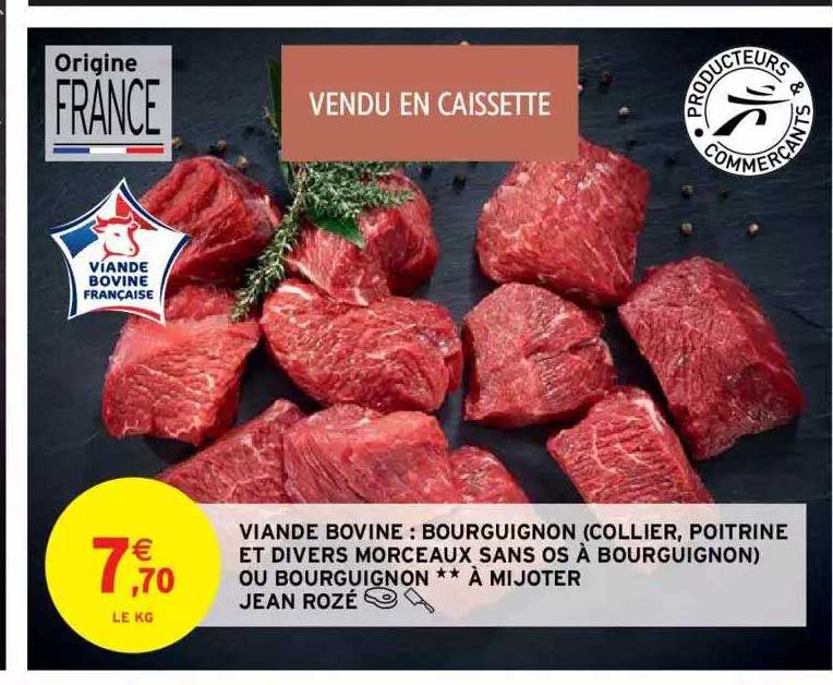 bourguignon (collier, poitrine et divers morceaux sans os) à mijoter jean rozé