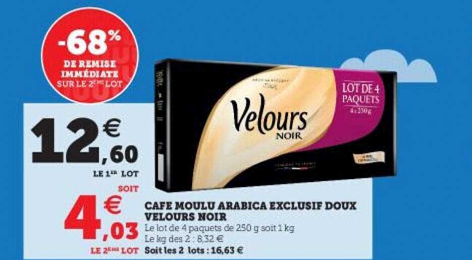 café moulu arabica exclusif doux velours noir