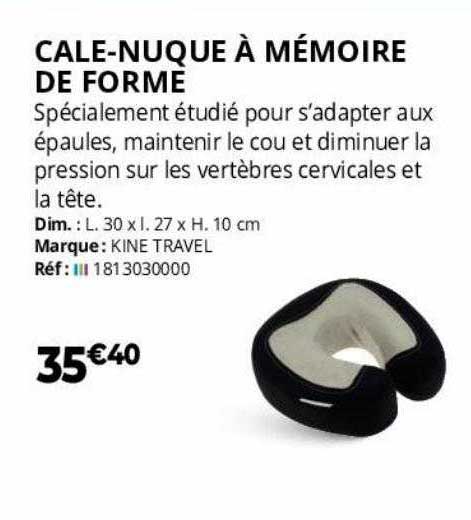 cale-nuque à mémoire de forme