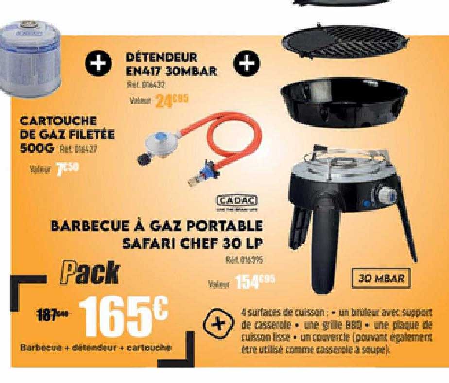 cartouche de gaz filetée 500 g, barbecue à gaz portable safari chef 30 lp cadac