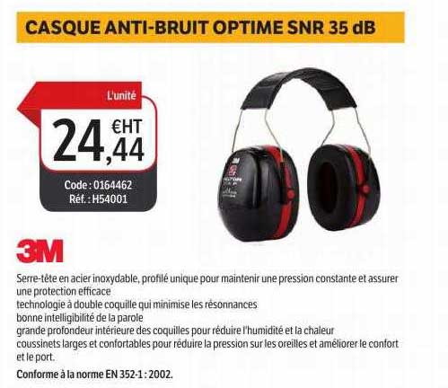 casque anti-bruit optime snr 35 db 3m