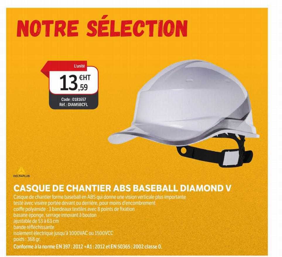 casque de chantier abs baseball diamond v deltaplus