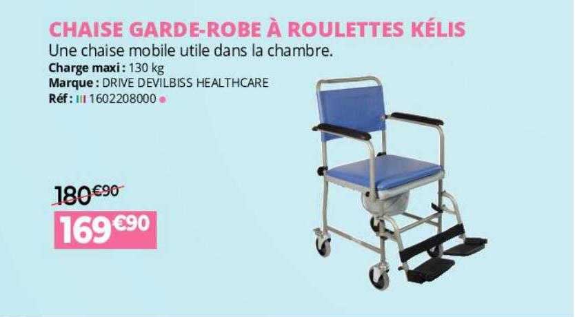 chaise garde-robe à roulettes kélis