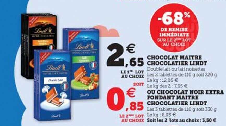 chocolat maître chocolatier lindt ou chocolat noir extra fondant maître chocolatier lindt