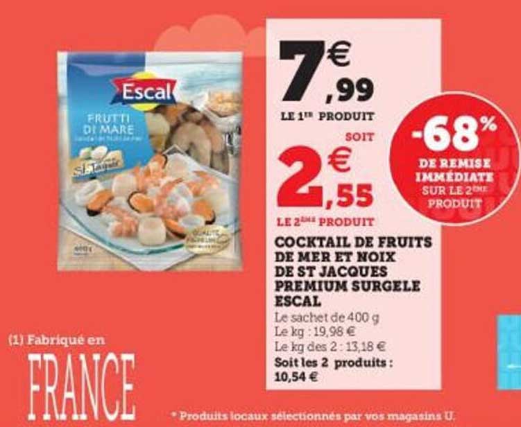 cocktail de fruits de mer et noix de st jacques premium surgelé escal