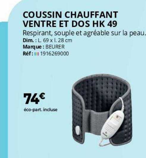 coussin chauffant ventre et dos hk49 beurer