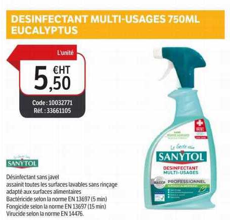 désinfectant multi-usages 750ml eucalyptus sanytol