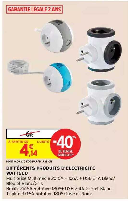 différents produits d'électricité watt&co