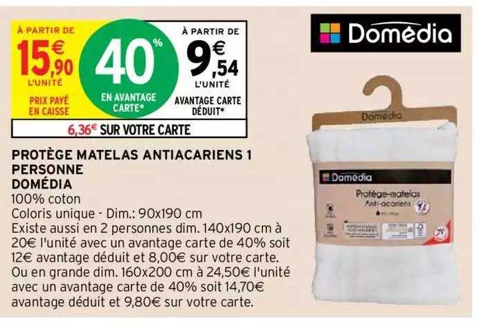 domédia protège matelas antiacariens 1 personne