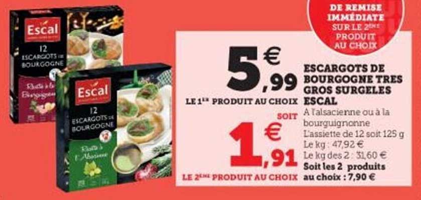 escargots de bourgogne très gros surgelés escal