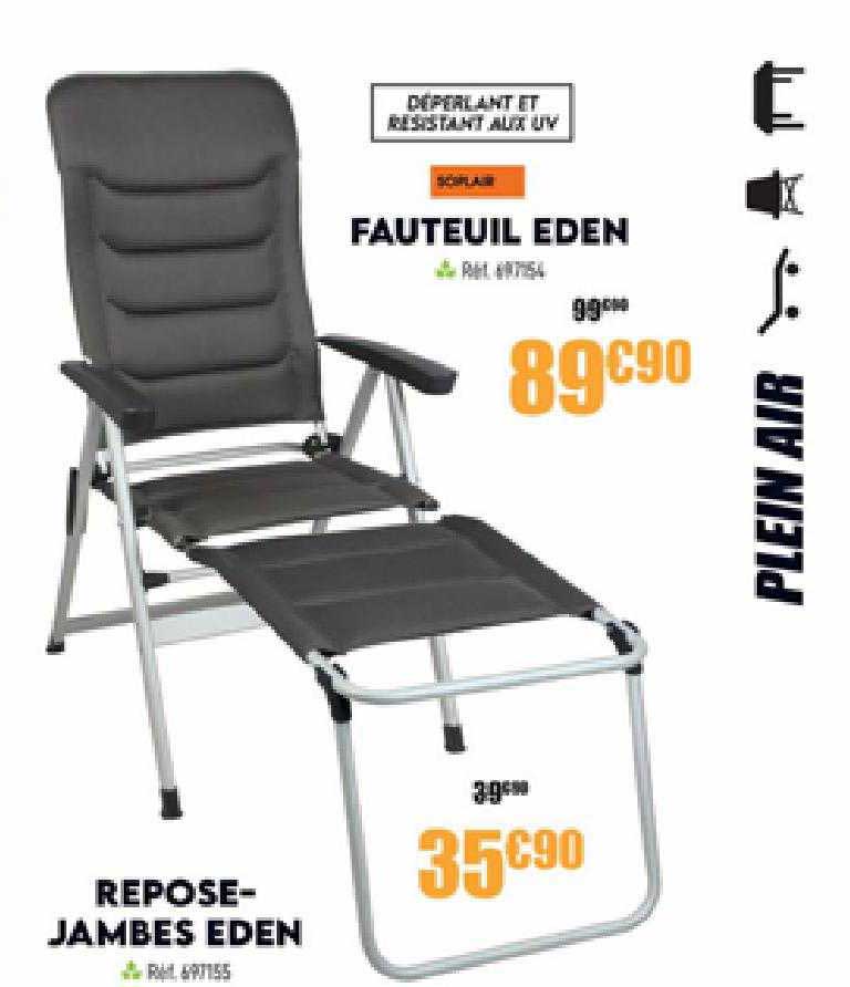fauteuil eden soplair, repose-jambes eden