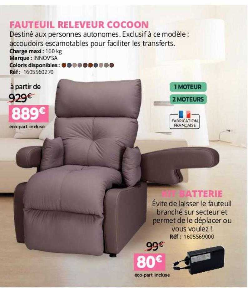 fauteuil releveur cocoon, kit batterie