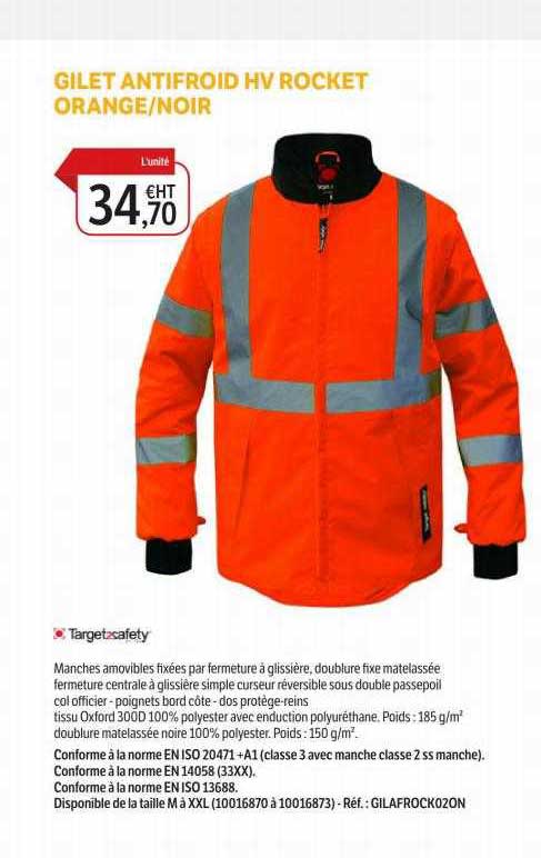 gilet antifroid hv rocket orange-noir