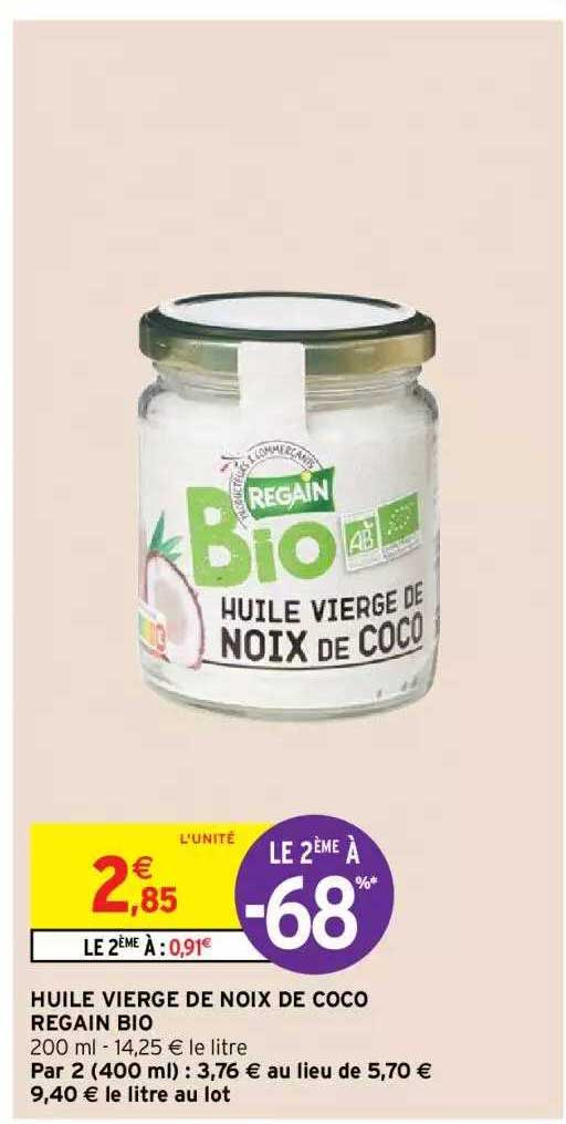 Huile Vierge De Noix De Coco Regain Bio