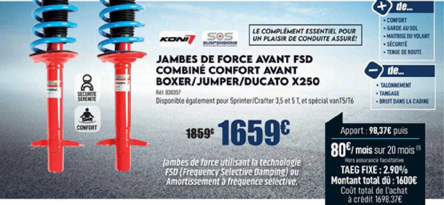 Jambes De Force Avant Fsd Combiné Confort Avant Boxer-jumper-ducato X250 Koni