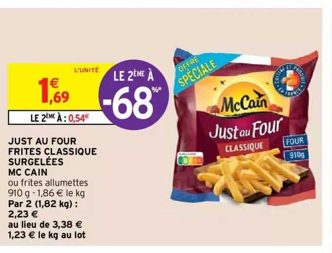 just au four frites classique surgelées mc cain
