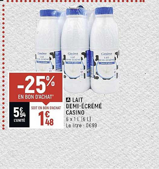 lait demi-écrémé casino