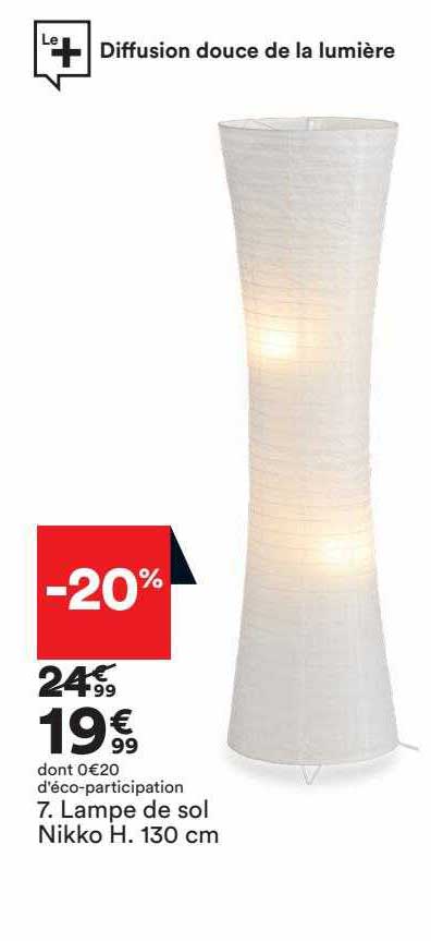 lampe de sol nikko h. 130 cm