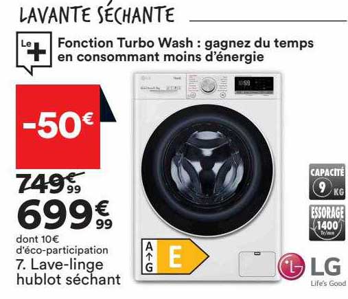 lave-linge hublot séchant lg