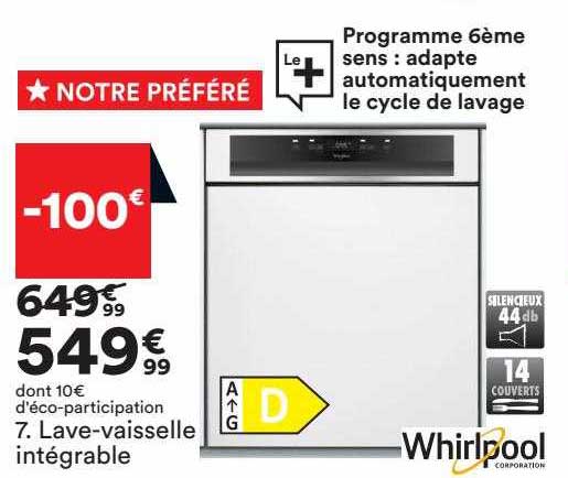 lave-vaisselle intégrable whirlpool