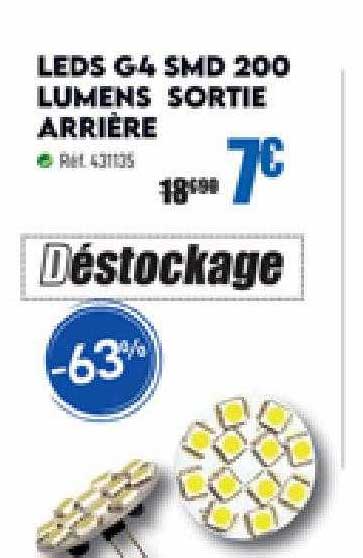 leds g4 smd 200 lumens sortie arrière