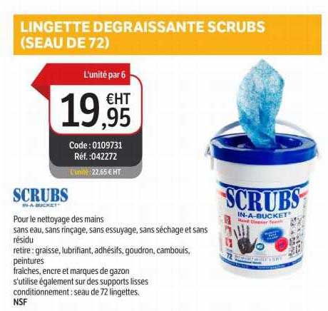 lingette dégraissante scrubs (seau de 72)