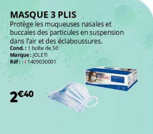 masque 3 plis