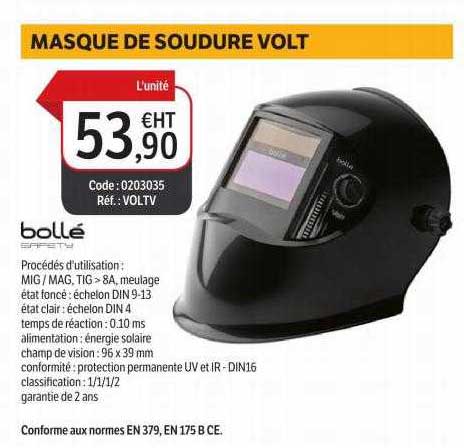 masque de soudure volt bollé