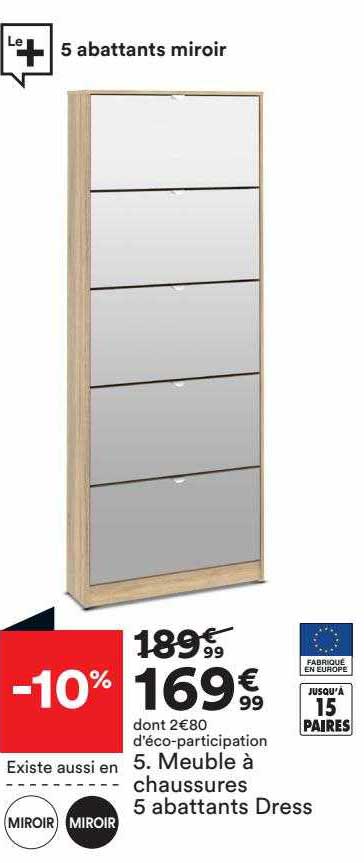meuble à chaussures 5 abattants dress