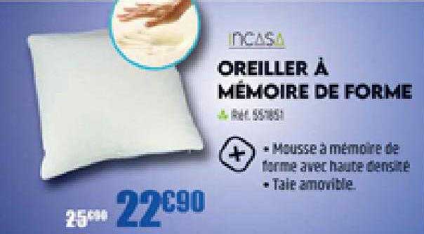 oreiller à mémoire de forme incasa