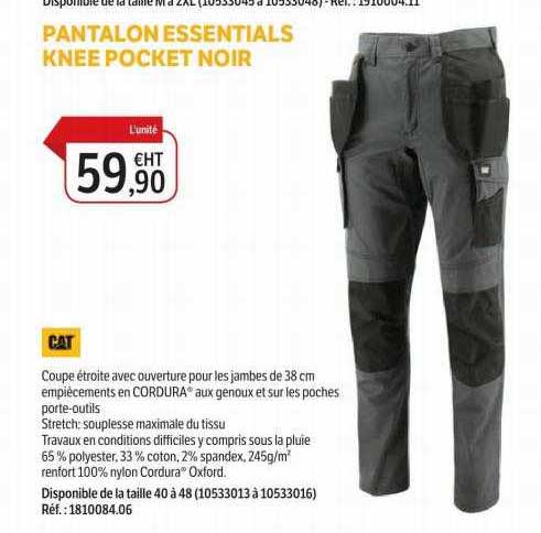 pantalon essentials knee pocket noir cat