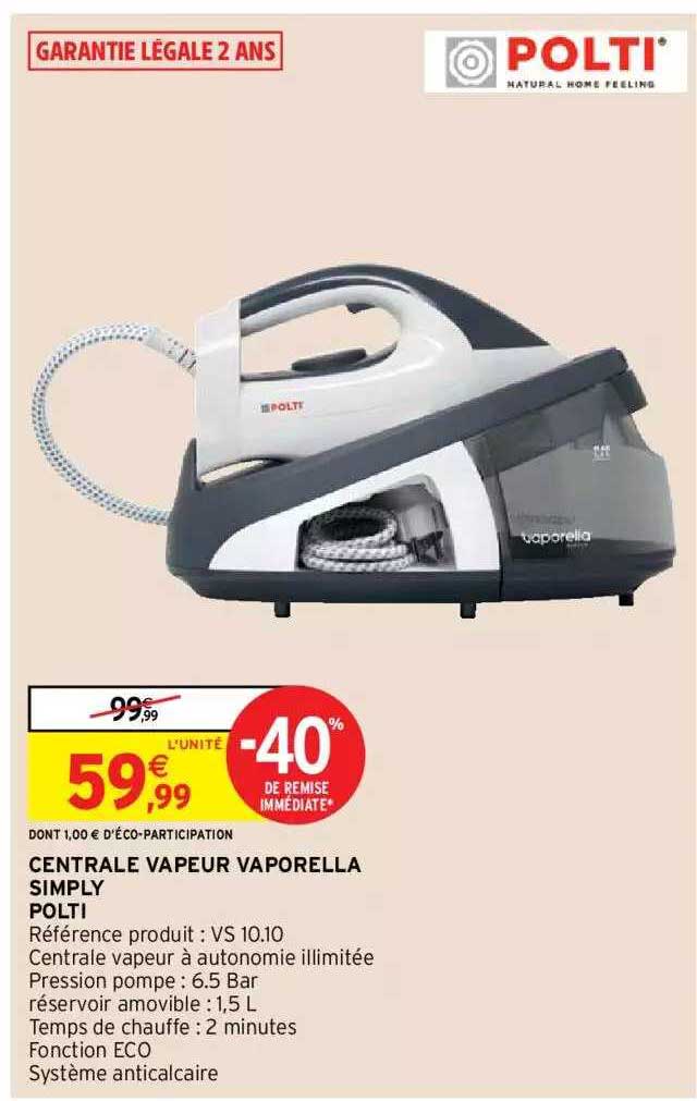 polti centrale vapeur vaporella simply