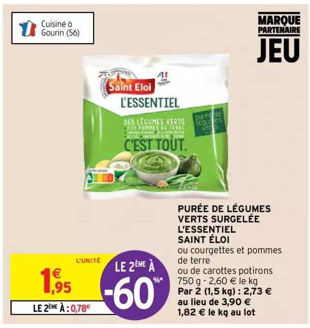 purée de légumes verts surgelées l'essentiel saint éloi