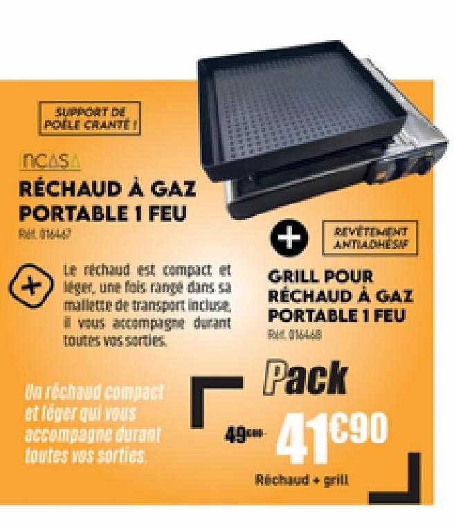 réchaud à gaz portable 1 feu incasa