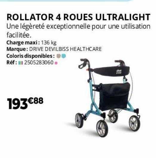 rollator 4 roues ultralight drive devilbiss healthcare
