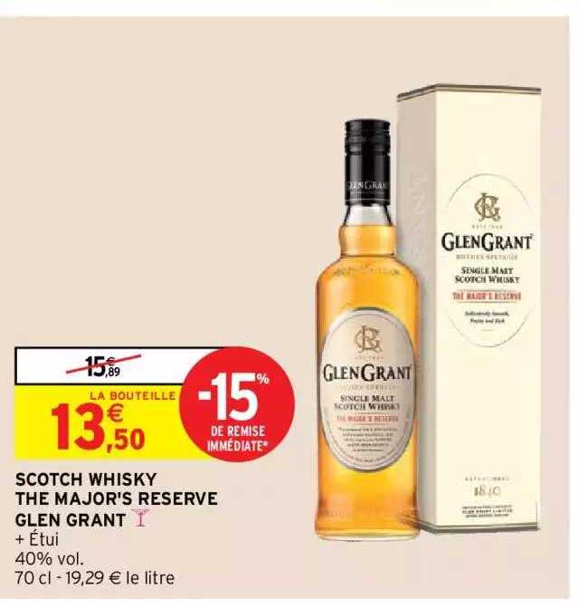 scotch whisky the major's reserve glen grant