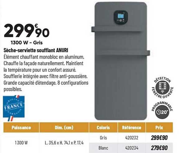 sèche-serviette soufflant anuri